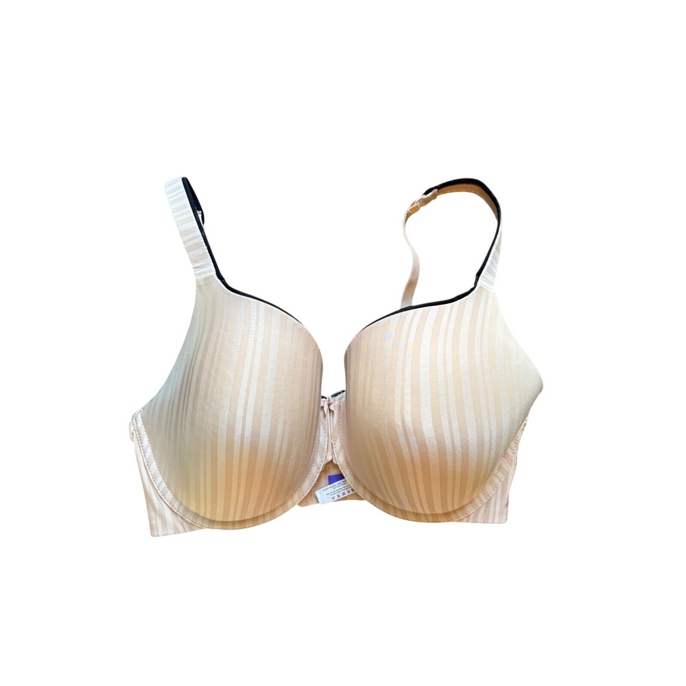 Parfait Beige Striped Satin Contour Underwire Bra 34G USA